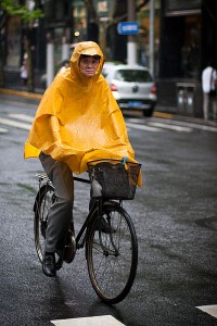Robert S Donovan Shanghai Cyclist Rain Copyright CC-BY-2.0