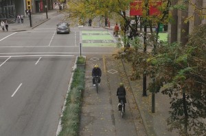 Example of separated cycleway in Vancouver.