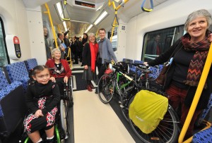 Train Unveiling 01 300x203 Bikes on our first electric train   today!