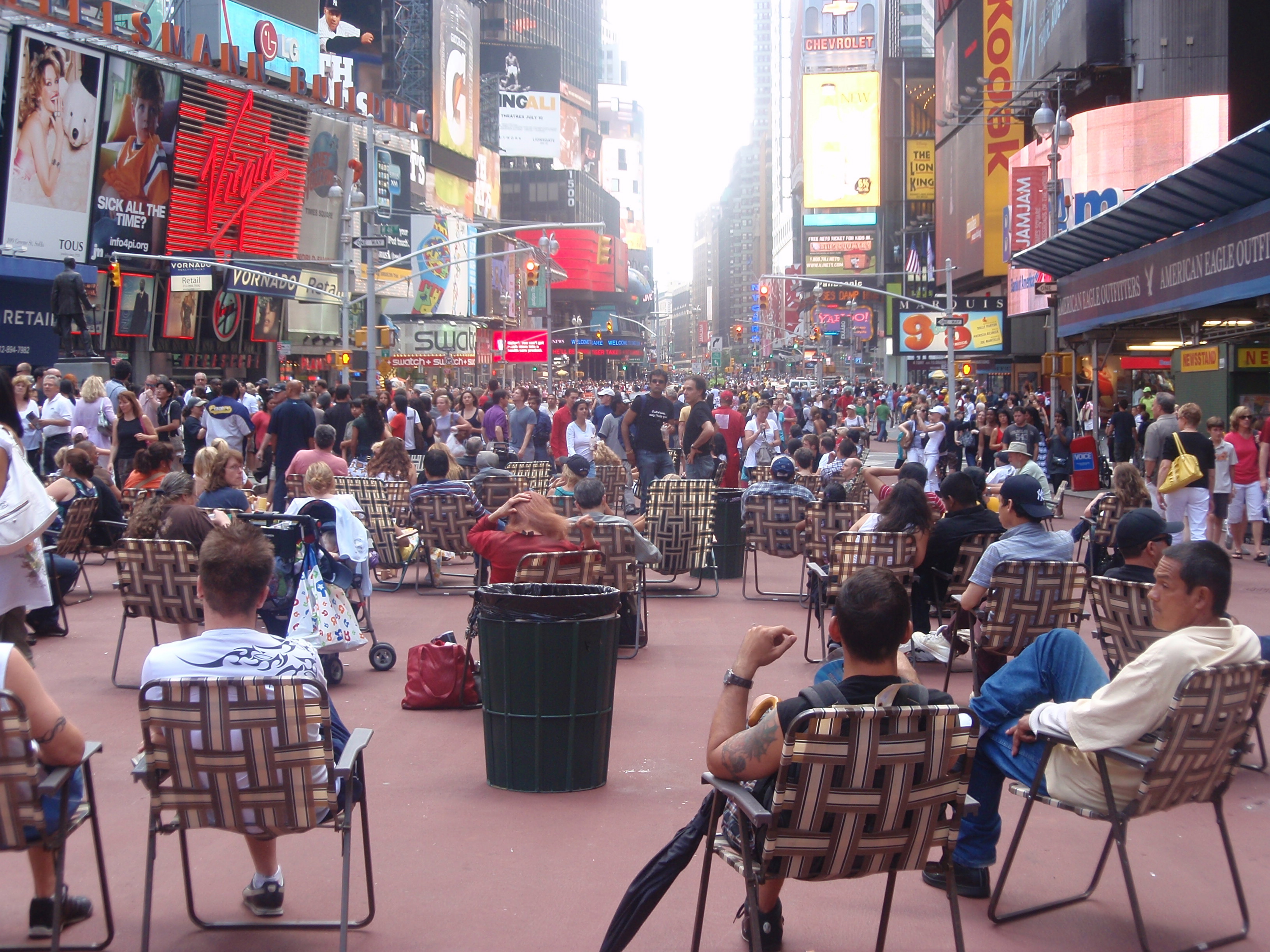 A few bollards and outdoor furniture from Home Depot - et voila! - the new Times Square for people!