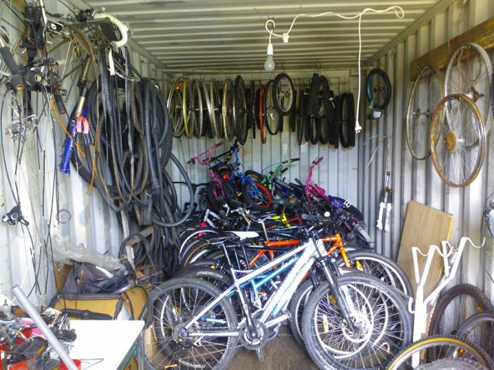 Bikes for Refugees stored bikes