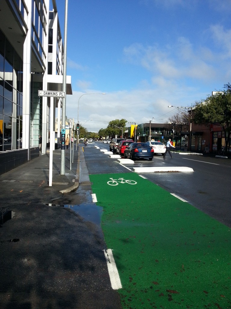 Adelaide Frame St protected cycle lane