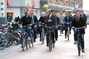 John Key on bike in NL