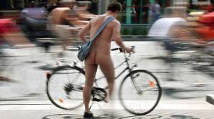 Naked cyclist