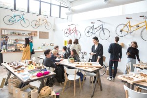BlendStore on a busy day; Tokyo Bikes on the wall! (Pic via Tokyo Bike)