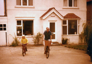 Carol's granddad, who never drove, only biked (that's Carol's sister on the left). 