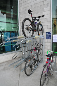 Cycle park trial Queens wharf stacked bike 2