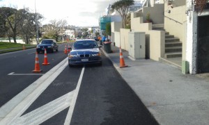 Carlton Gore blocked cycle lane
