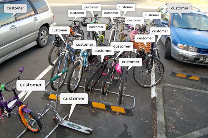 How many customers can fit in one parking space? (Image courtesy Bike Te Atatu. )