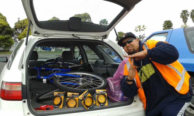 Mr T with Bike Barn locks and inner tubes