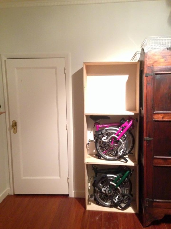 Maurice's Brompton bike cupboard. Just another reason to love these cunning wee bikes!