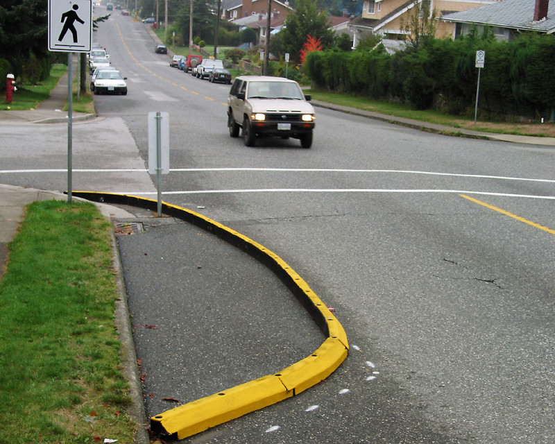 Temporary rubber curb extension. (Pic: Wikipedia)