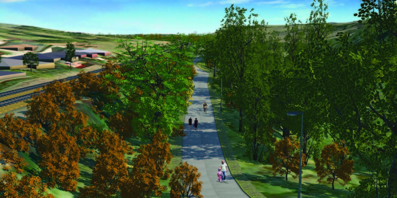 The path traveling below Selwyn College, looking west. (Artist's impression via AT)