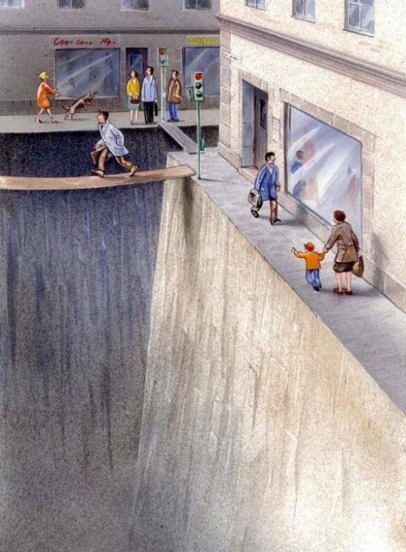 Brilliant illustration by Karl Jilg, for the Swedish Road Association. 