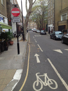 London? But of course. Two-way for cycling in Fitzrovia. (Pic via here)