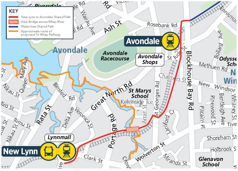 new-lynn-to-avondale-shared-paths-map