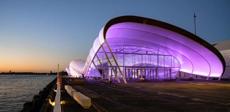 Gorgeous lighting at The Cloud, Queens Wharf, Auckland. (Image via Lightworks) 