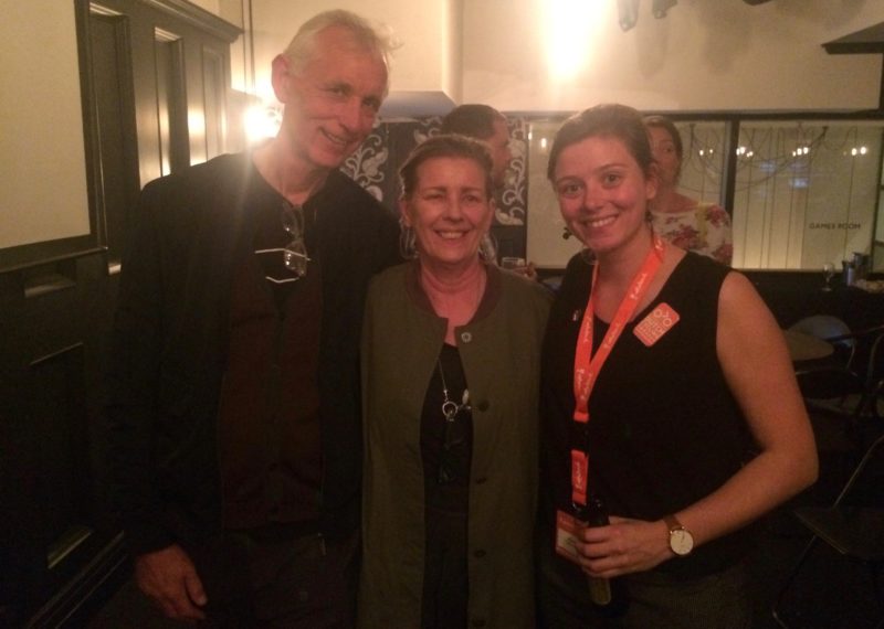 Mirjam (R) meets Tejo and Doris, noted local Dutch cycling exponents.