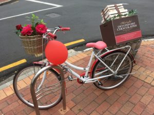 Just one of several advertising bikes in Devonport, which give the village a bike-friendly flavour. Not a prob, as long as there's plenty of bike parking to go around! 