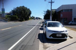 Portage Rd, outside the Tannery Cafe. Painted bike lanes won't be sufficient. 
