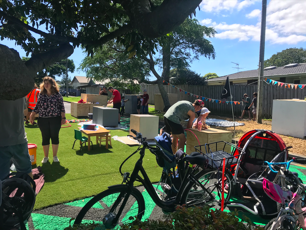 Bikes, and some people painting