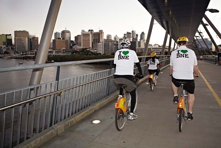 Cyclists on Goodwill Bridge, Brisbane.