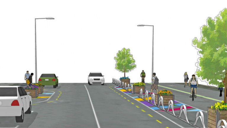 Concept image of an emergent bike lane on Ferry Road, Christchurch (Christchurch City Council)