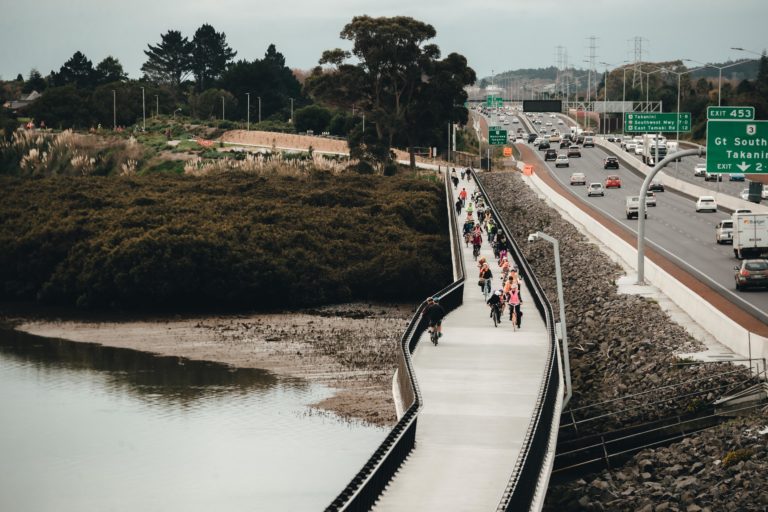 Cyclists on the Southern pathway near Papakura