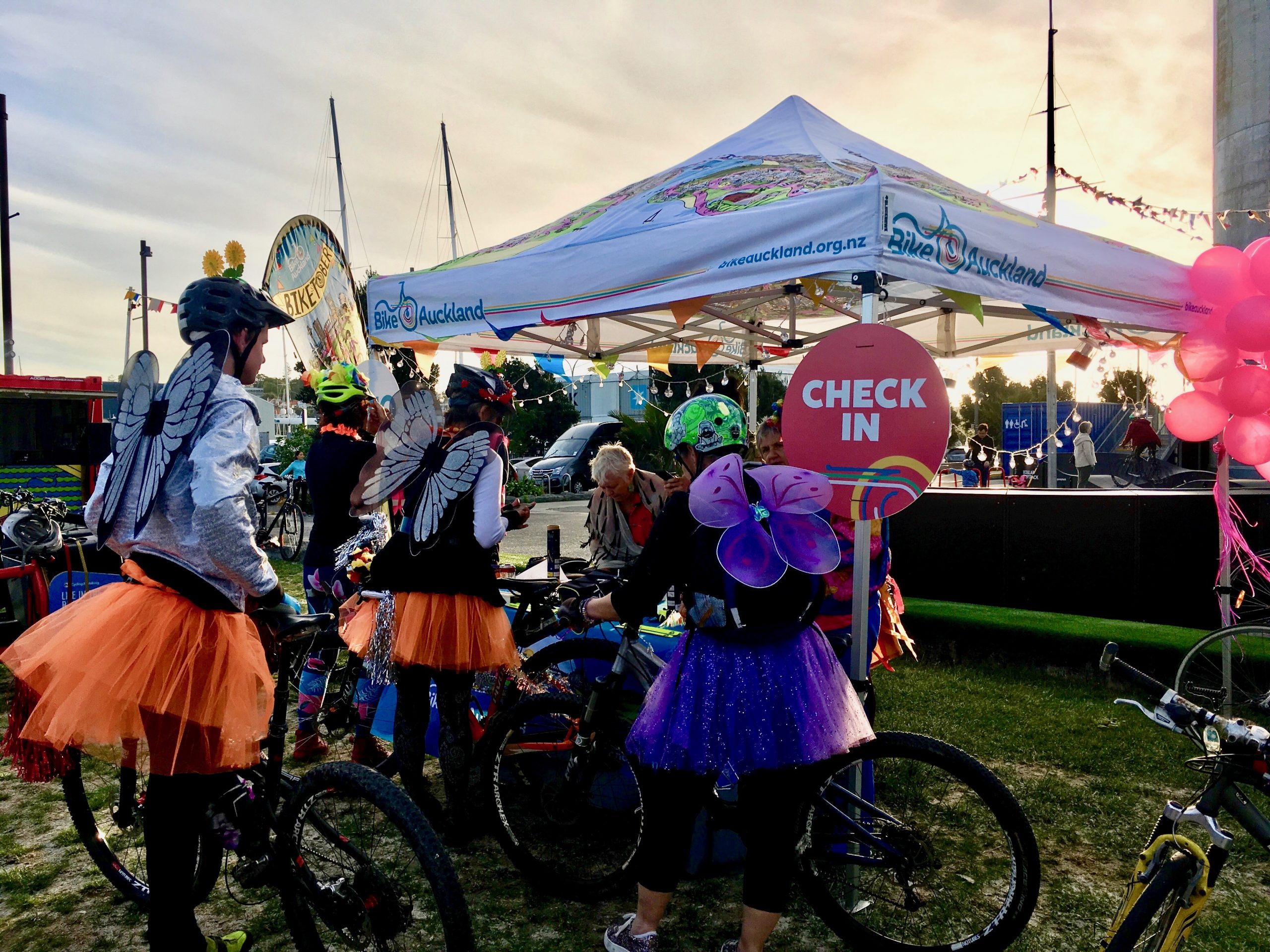 People registering at a Bike Auckland bike rave