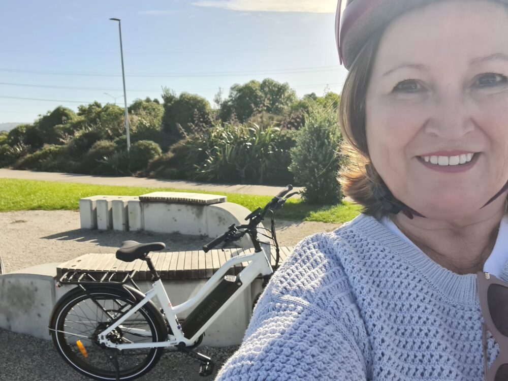 Angela with her bike