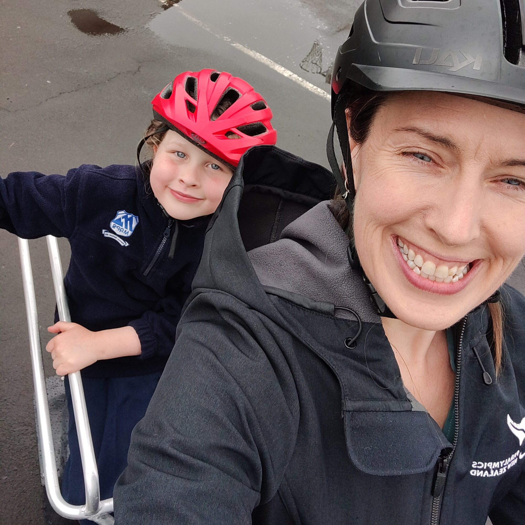 Sue and kid on cargo bike