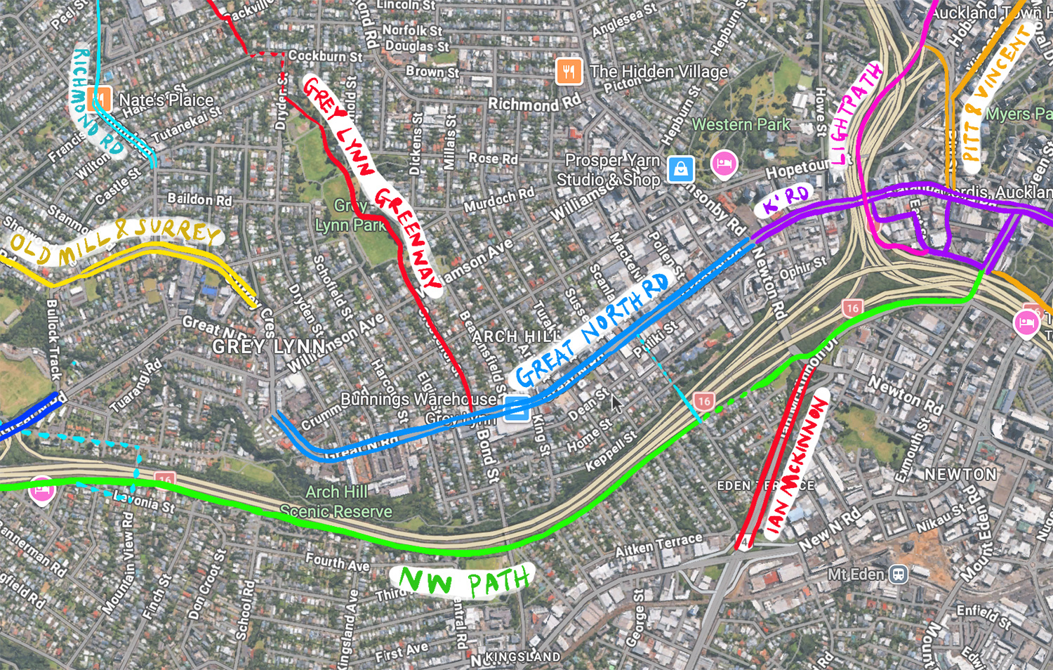 A map of the Great North Road area has the cycling routes labelled