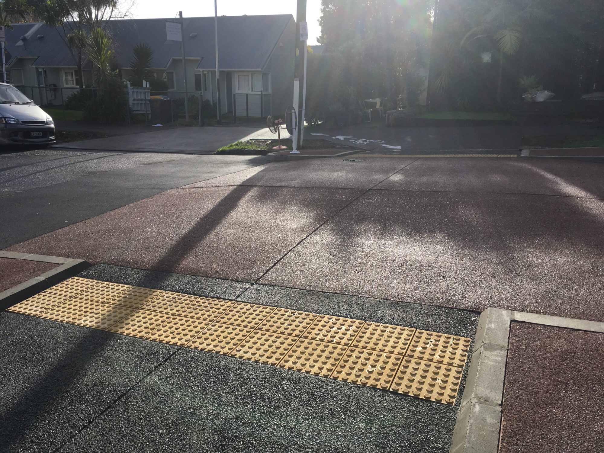 Hakanoa Reserve Path has a raised table and signage where it crosses Sackville St