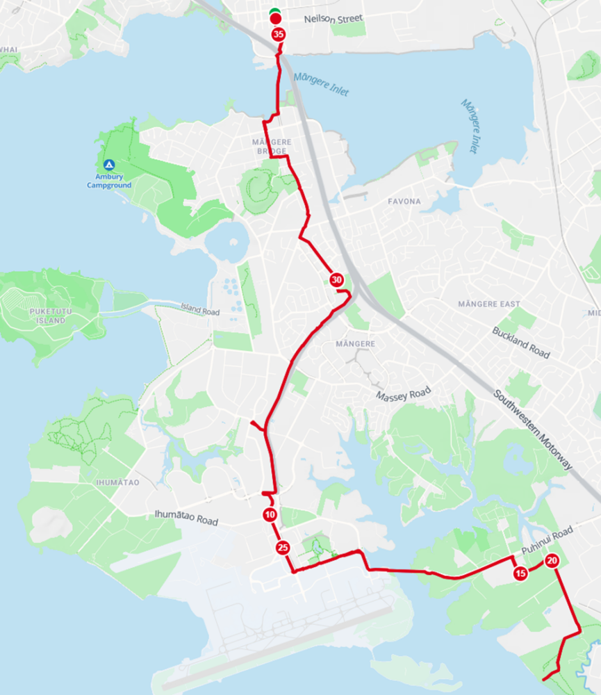 route map through māngere