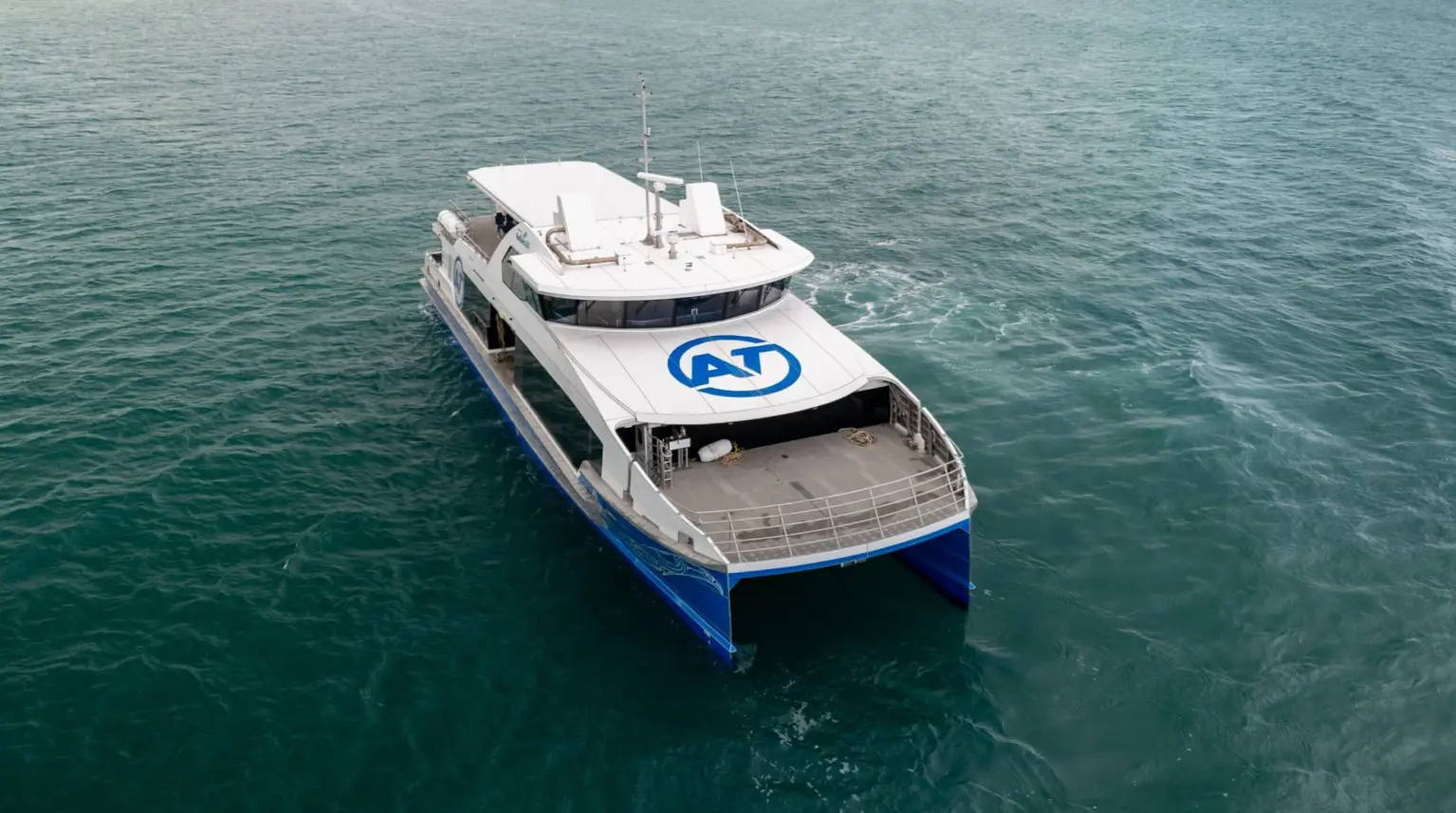 Electric ferry in the sea